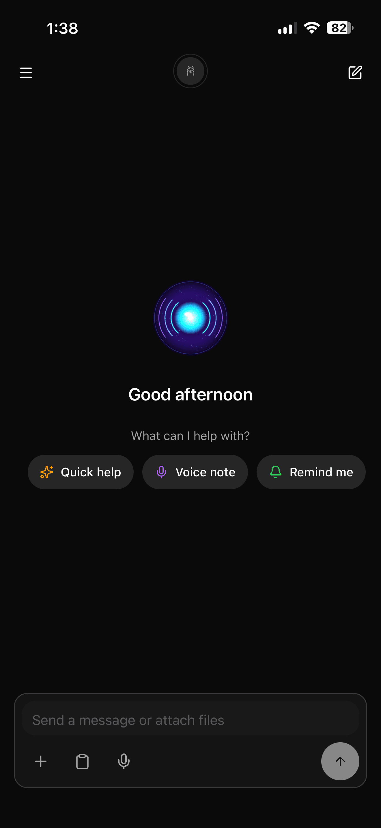 N.O.V.A. home screen on iPhone — Ollama connected